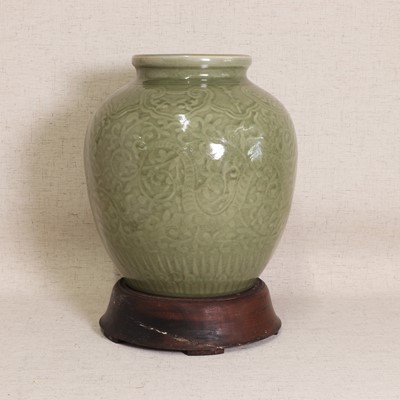 Lot 48 - A Chinese celadon jar