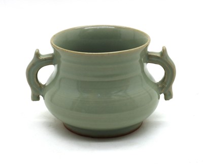 Lot 54 - A Chinese celadon censer