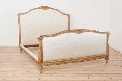 Lot 33 - A Louis XVI-style painted and parcel-gilt double bed