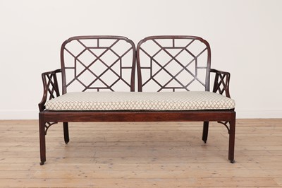 Lot 392 - A Chinese Chippendale mahogany chair-back settee