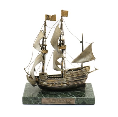 Lot 21 - A silver model of The Mayflower