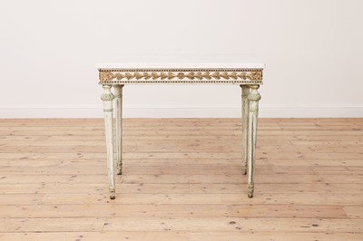 Lot 196 - A Gustavian white-painted and marble console table