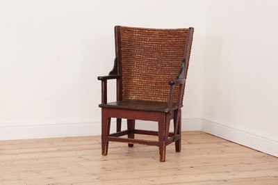 Lot 280 - A jute and pine child's armchair