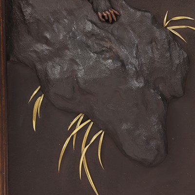 Lot 209 - A rare pair of Japanese inlaid iron panels