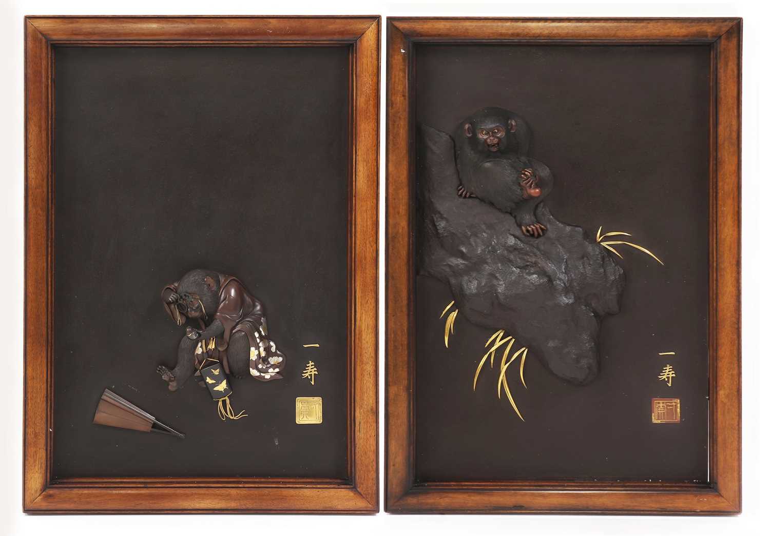 Lot 209 - A rare pair of Japanese inlaid iron panels