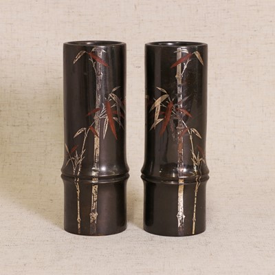 Lot 380 - A pair of Japanese bronze vases