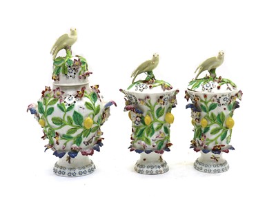 Lot 32 - A Staffordshire porcelain potpourri vase and cover