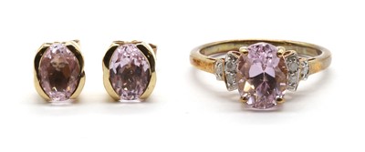 Lot 188 - A 9ct gold kunzite and diamond ring