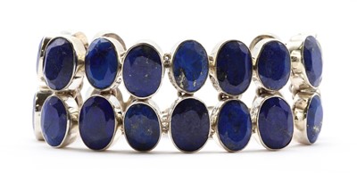 Lot 288 - A sterling silver lapis lazuli bracelet