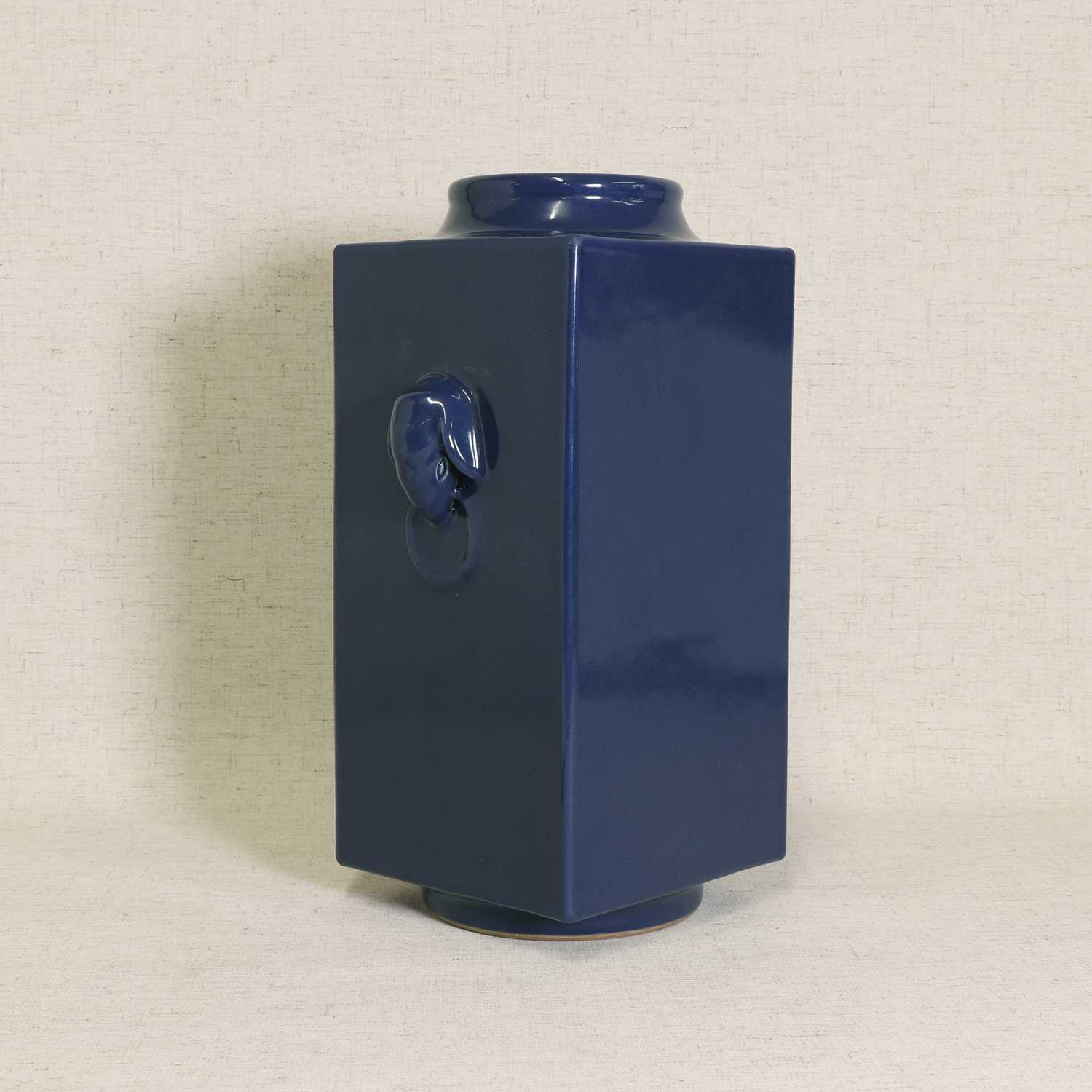 Lot 49 - A Chinese blue-glazed cong vase