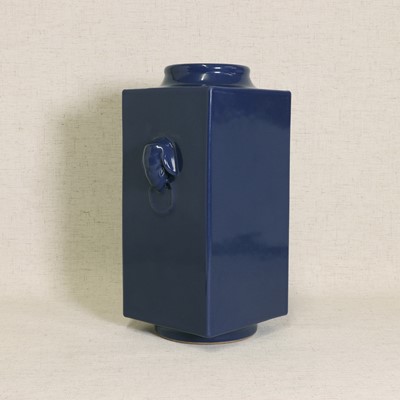 Lot 49 - A Chinese blue-glazed cong vase