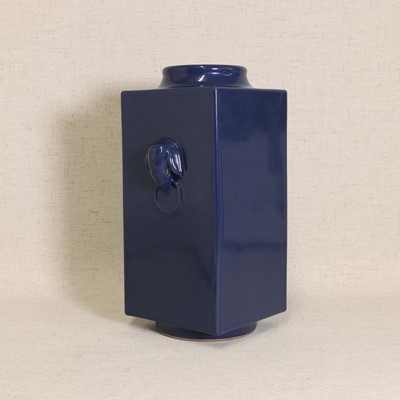Lot 49 - A Chinese blue-glazed cong vase