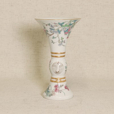 Lot 67 - A Chinese famille rose gu vase