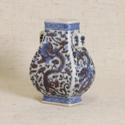Lot 64 - A Chinese copper red and underglaze-blue vase