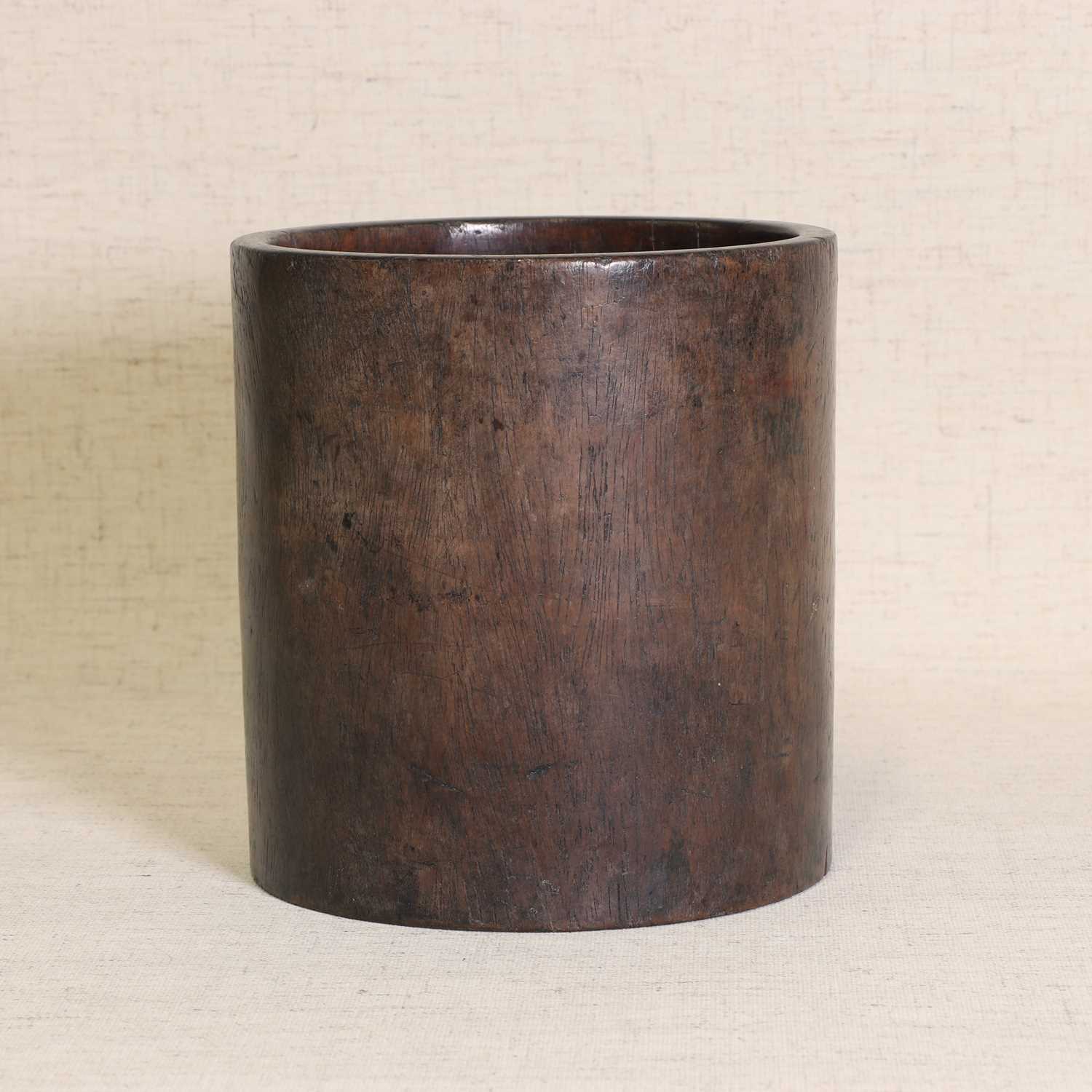 Lot 114 - A Chinese huanghuali brush pot