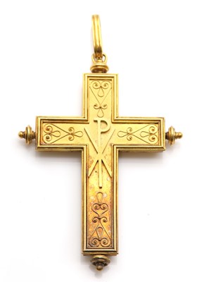 Lot 42 - An Etruscan archaeological revival hollow Latin cross pendant, c.1860