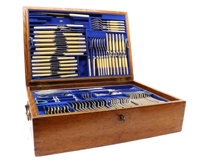 Lot 59 - A composed silver Kings pattern canteen for twelve settings