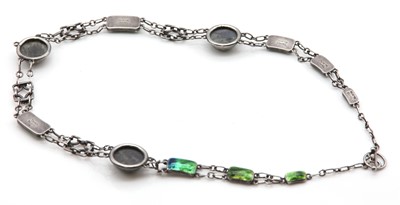 Lot 141 - An Arts & Crafts silver Newlyn enamel and labradorite necklace, c.1900
