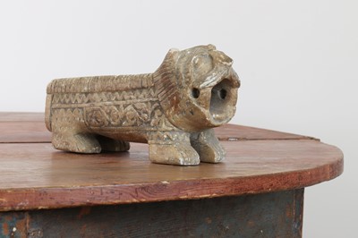 Lot 142 - A zoomorphic Hispano-Moresque carved stone water spout