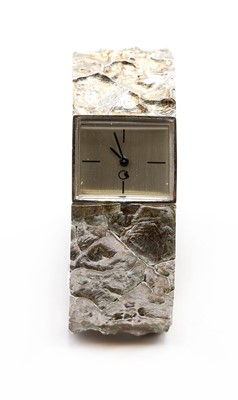 Lot 72 - A Finnish silver mechanical bracelet watch, by Matti Hyvariinen