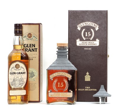 Lot 317 - Glengoyne, the kiln decanter, 15 years old (1) and Glen Grant, aged 10 years (1)