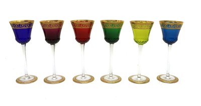 Lot 124 - A set of six St Louis Thistle hock glasses