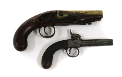 Lot 111 - A muzzle loading brass barrel travelling pistol
