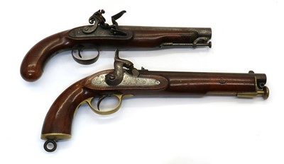 Lot 104 - A flintlock pistol by W Abnett, and a percussion pistol (2)