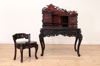 Lot 135 - A lacquered wooden desk