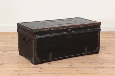 Lot 3 - A studded, brass-mounted and leather-clad camphor chest