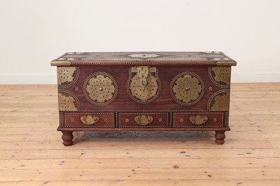 Lot 121 - A hardwood and brass Zanzibar chest