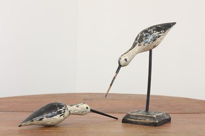 Lot 252 - A pair of carved and painted wooden marsh-bird decoys