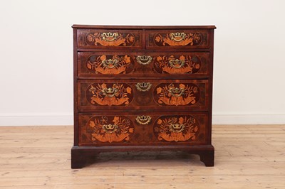 Lot 187 - A country-made walnut and oyster-veneered chest
