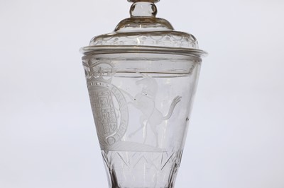Lot 292 - A Bohemian engraved glass cup and cover