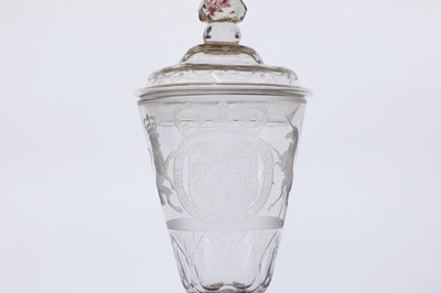 Lot 292 - A Bohemian engraved glass cup and cover