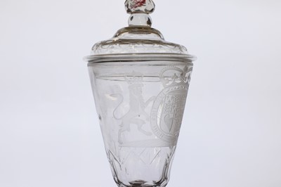 Lot 292 - A Bohemian engraved glass cup and cover