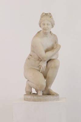 Lot 191 - After the antique, a grand tour alabaster sculpture of the crouching Venus