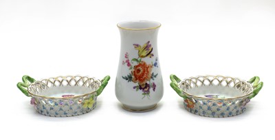 Lot 198 - A near pair of Dresden porcelain dishes