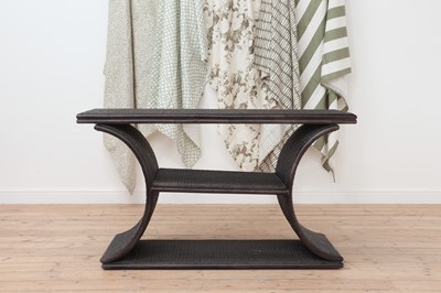 Lot 156 - A stained rattan and beech garden table