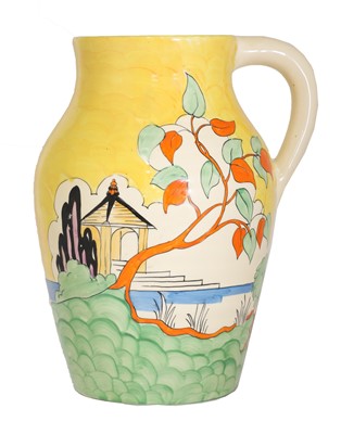 Lot 74 - A Clarice Cliff 'Yellow Japan' Isis jug