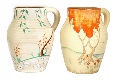 Lot 71 - A Clarice Cliff 'Orange Toarmina' Lotus jug