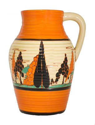 Lot 52 - A Clarice Cliff 'Orange Trees and House' Lotus jug