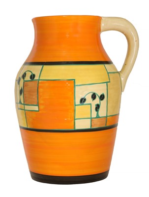 Lot 54 - A Clarice Cliff 'Branch and Squares' Lotus jug