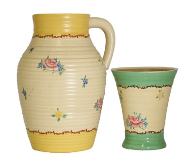 Lot 65 - A Clarice Cliff 'Pompadour' Lotus jug