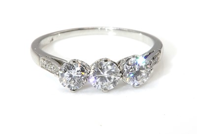 Lot 369 - A three stone diamond ring