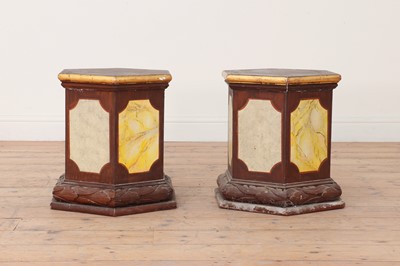 Lot 431 - A pair of scumbled and faux marble hexagonal plinths