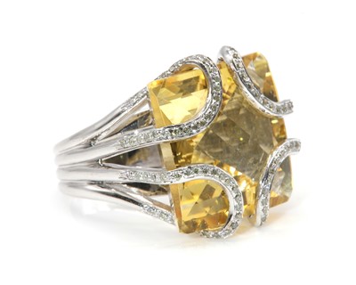 Lot 291 - A white gold citrine and diamond ring, attributed to Amanda Wakeley, c.2007