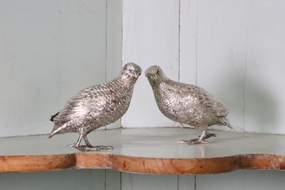 Lot 40 - A pair of German metalware partridge