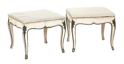 Lot 373 - A pair of painted wood stools