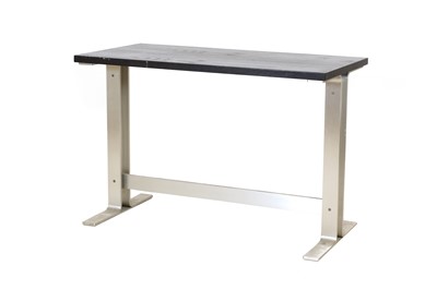 Lot 371 - A black ash and steel table